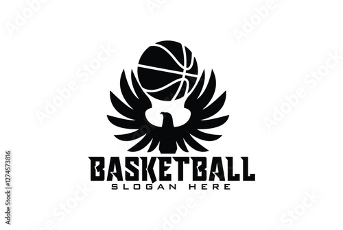 phoenix Bird holding basketball logo icon illustration vector on white background