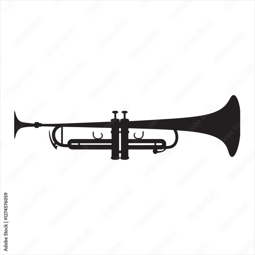 Simple Black Trumpet Silhouette Simple Black Trumpet Silhouette