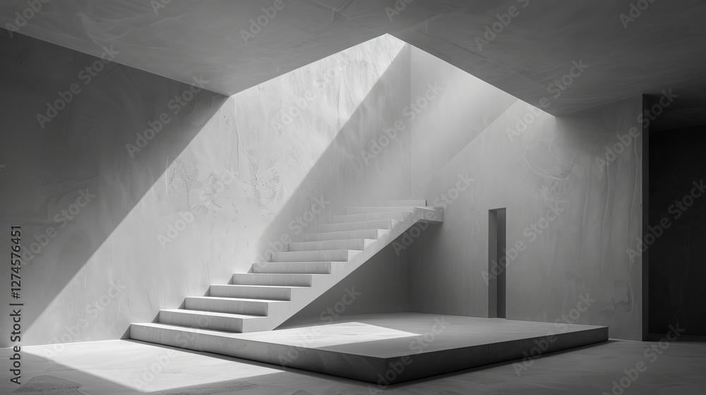 Fototapeta premium A mysterious staircase suspended in void a journey to nowhere in an infinite space