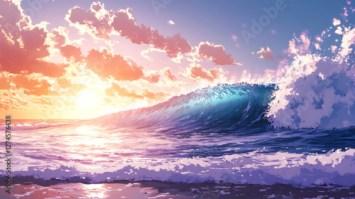 Wallpaper Mural view of sparkling beach waves hit by sunlight Torontodigital.ca