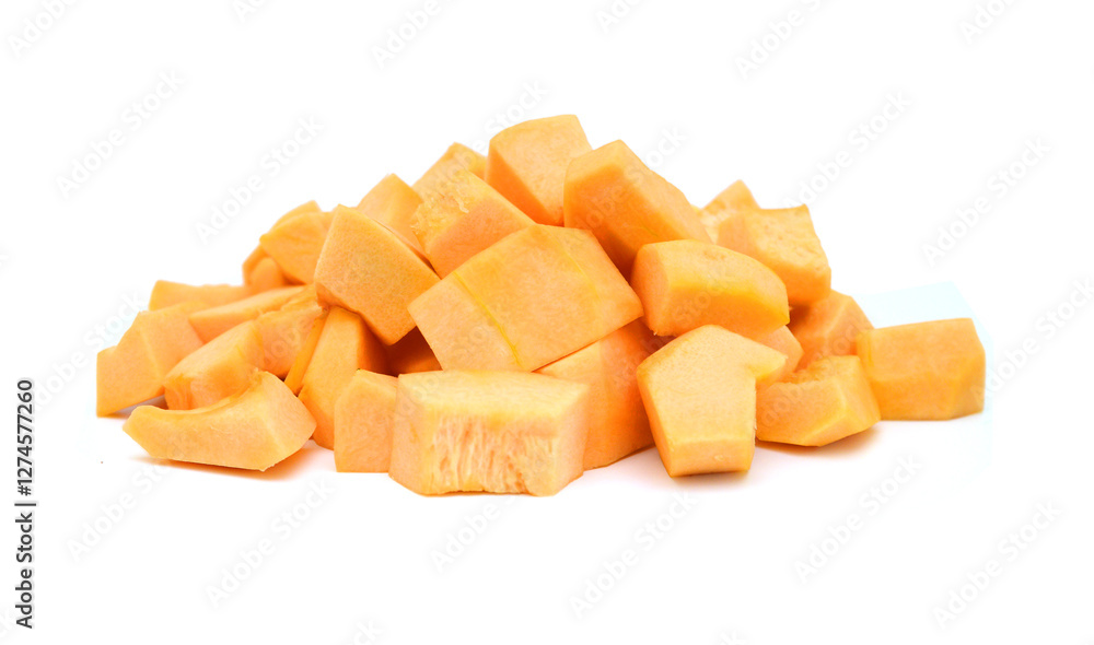 Butternut squash and slices on white background Butternut squash and slices on white background