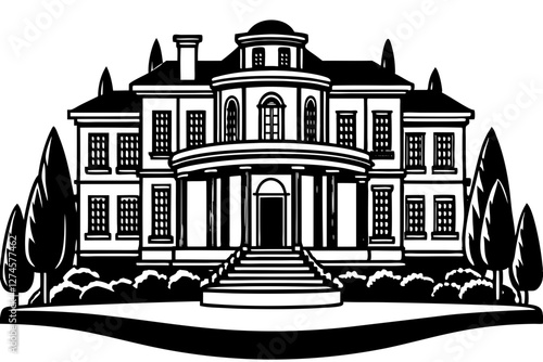 Luxury Mansion Vector Design – Stunning Multi-Level House Illustration