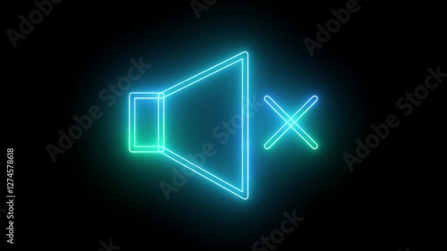 No Sound Neon Animation Create Stunning Visual Effects with Glowing Silence Icons for Websites Apps and Digital Designs.