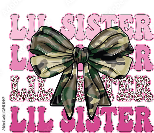 Coquette bow Little sister EPS Vector, lil sis EPS Vector, Retro vintage EPS Vector, dalmatian dots EPS Vector, sister Race EPS Vector, sister EPS Vector, sister graphic EPS Vector, Leopard EPS Vector