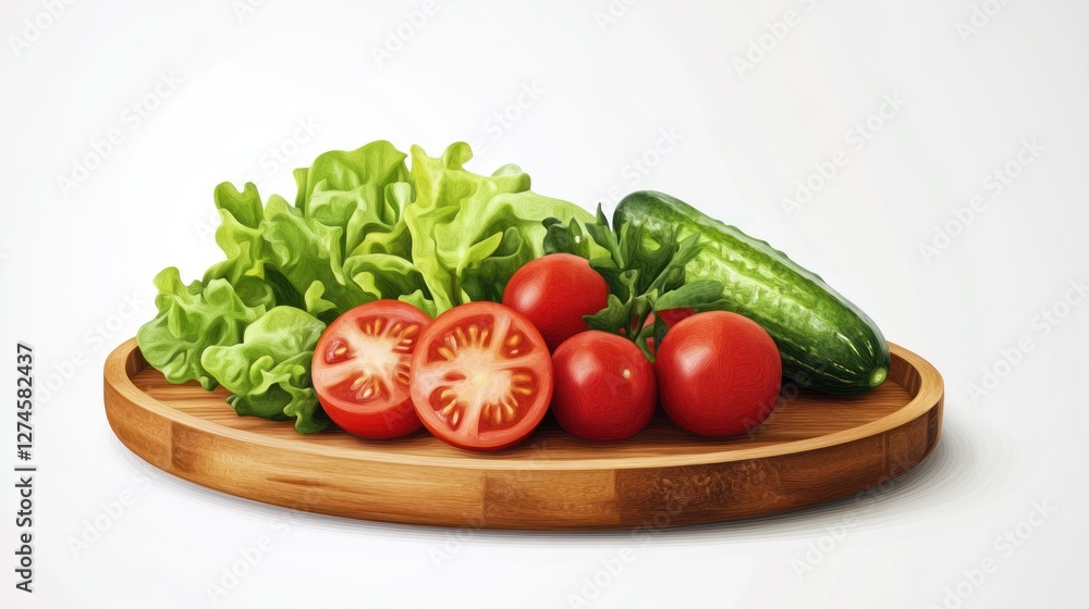 Fresh salad vegetables on wooden board Fresh salad vegetables on wooden board