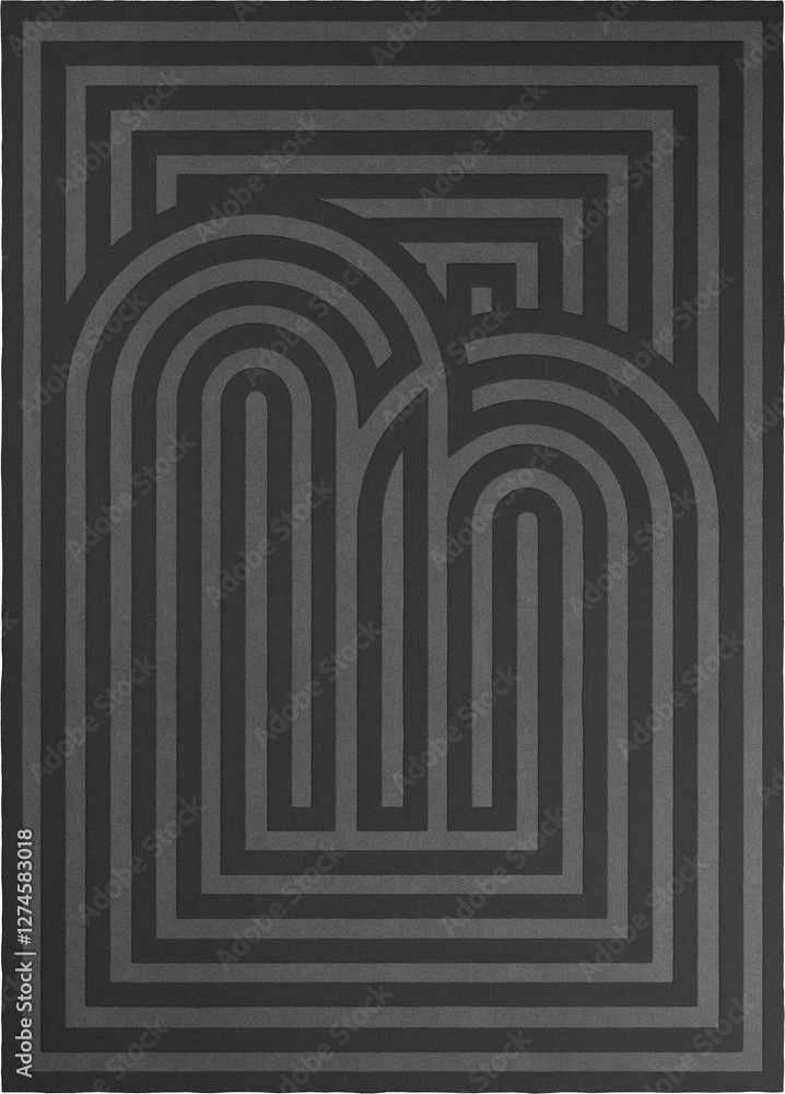 Top view of rug with monochromatic geometric design Top view of rug with monochromatic geometric design