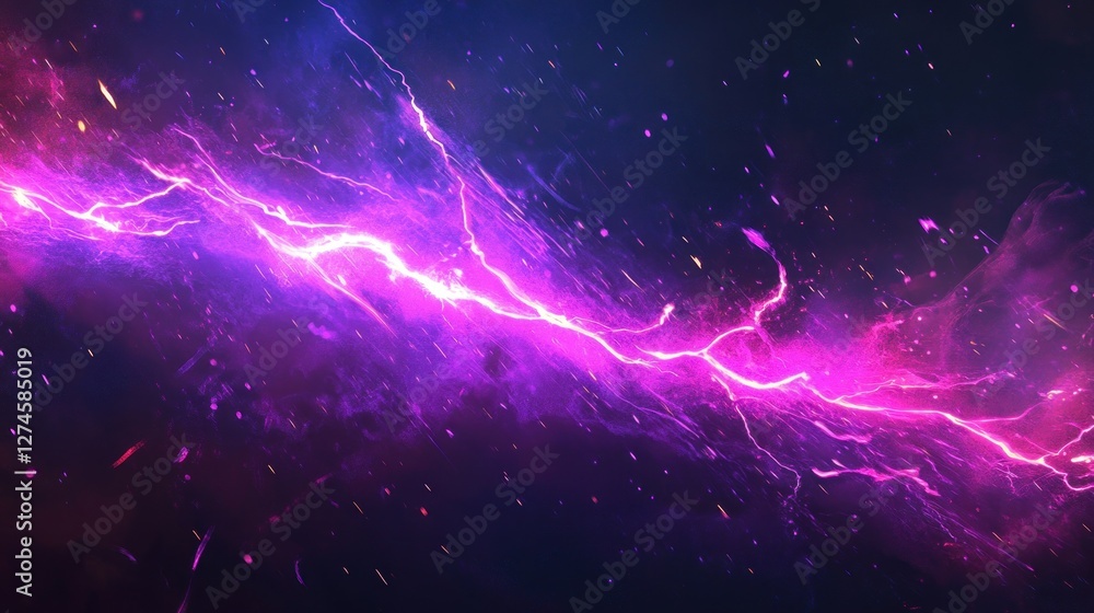Fototapeta premium Cosmic Lightning Strike: A Vibrant Purple Nebula