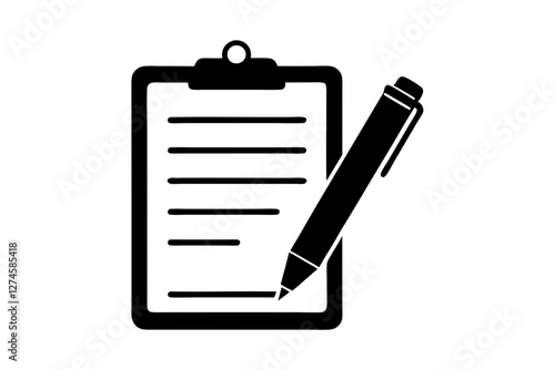 Real Estate Agreement Symbol. Clipboard, Contract, and Pen Vector
