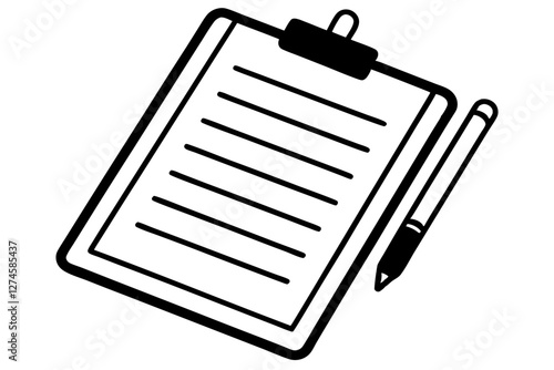 Real Estate Agreement Symbol. Clipboard, Contract, and Pen Vector