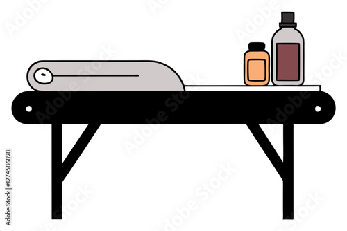 Massage Therapy Setup Vector with Essential Oils and Towel