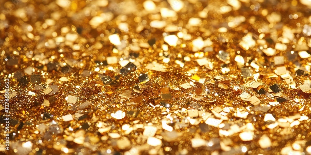 Luxurious Sparse Gold Confetti Sparkling on a Wide White Surface Luxurious Sparse Gold Confetti Sparkling on a Wide White Surface