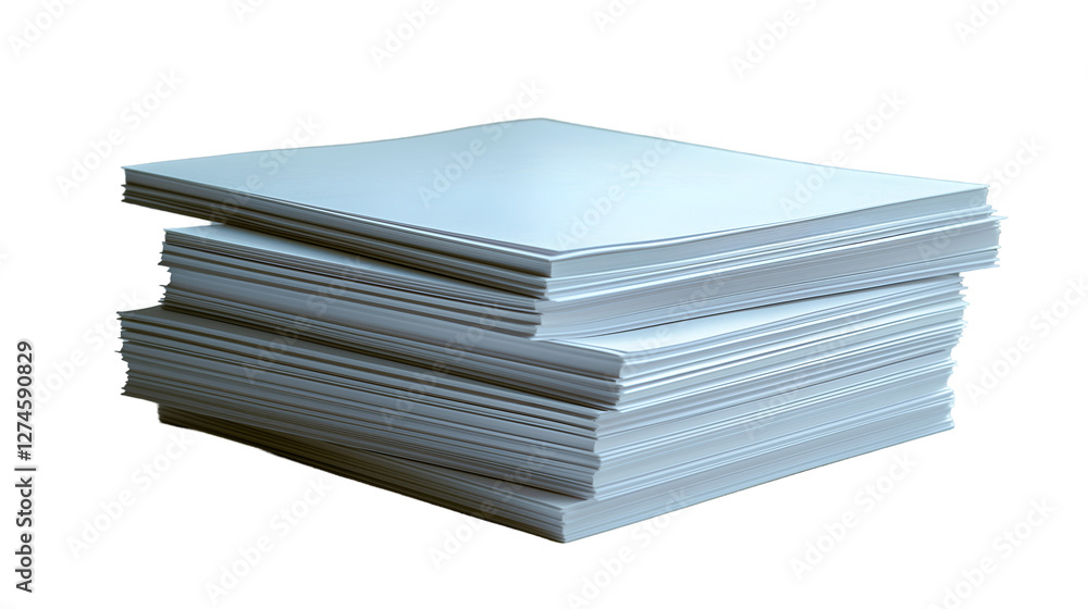Stack of White Paper Sheets Clean Office Supplies, Neat Pile for Document Themes, isolated on transparent background. Stack of White Paper Sheets Clean Office Supplies, Neat Pile for Document Themes, isolated on transparent background.