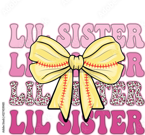 Coquette bow Little sister EPS Vector, lil sis EPS Vector, Retro vintage EPS Vector, dalmatian dots EPS Vector, sister Race EPS Vector, sister EPS Vector, sister graphic EPS Vector, Leopard EPS Vector
