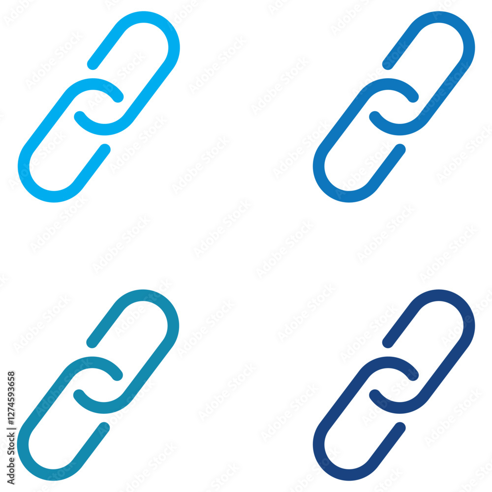 Set of black chain link icons in different styles, representing connection, hyperlinks, and attachment concepts. Set of black chain link icons in different styles, representing connection, hyperlinks, and attachment concepts.