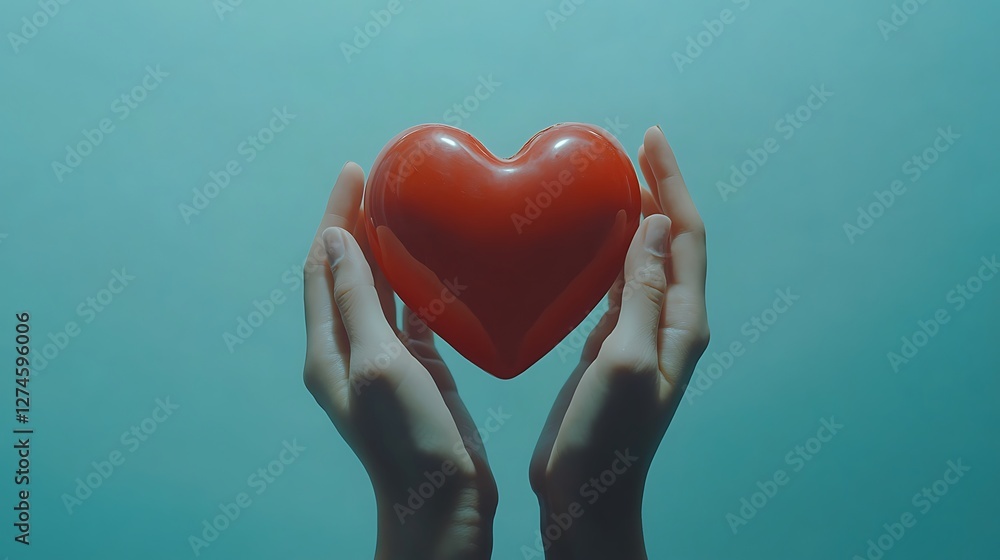 Warm Hands Gently Holding Large Red Heart images Warm Hands Gently Holding Large Red Heart images