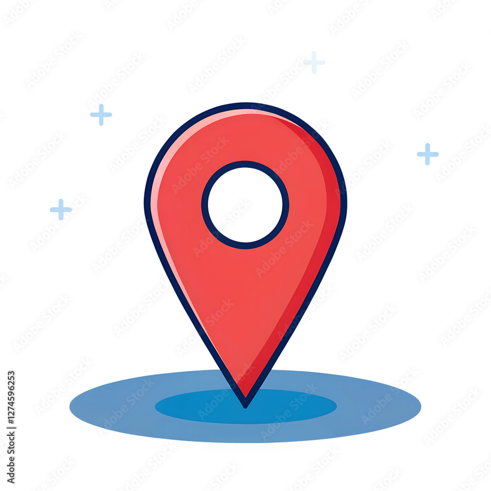 Red Location Pointer with Circle on Light Gray City Map on Transparent Background Red Location Pointer with Circle on Light Gray City Map on Transparent Background