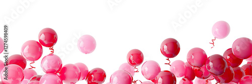 Pink balloons bunch on floor transparent PNG, isolated background cutout. Background copy space, balloon, festive, celebration, party, birthday graphic element