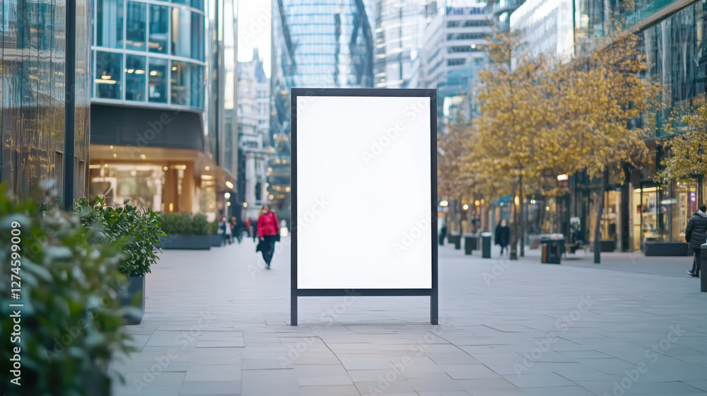 Urban advertising concept: blank stand on city street corner for marketing design Urban advertising concept: blank stand on city street corner for marketing design