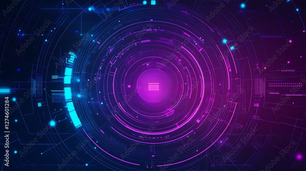 Abstract tech circles, glowing, dark background, futuristic design Abstract tech circles, glowing, dark background, futuristic design