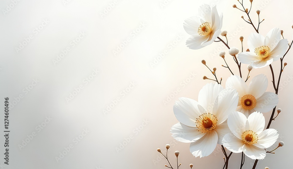 Fototapeta premium elegant spring white floral invitation background