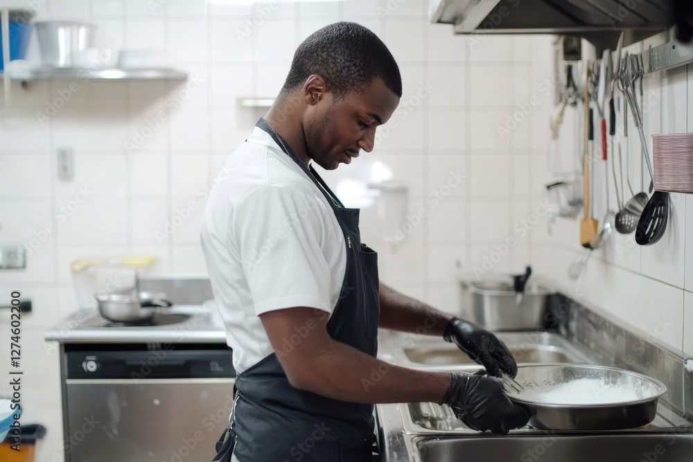 Disabled Man Working In Kitchen, Disabled Man Working In Kitchen,