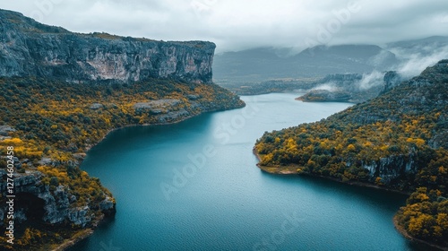 Majestic Mountain Lake Autumnal Landscape