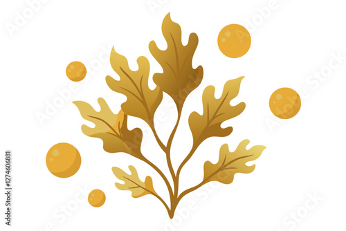 Realistic Floating Sargassum Seaweed Vector with Leafy Texture