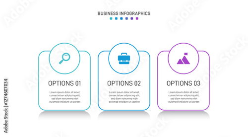 Horizontal progress bar featuring 3 arrow-shaped elements, symbolizing three six stages of business strategy and progression. Clean timeline infographic design template. Vector for presentation