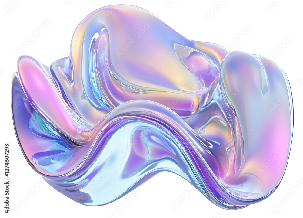 Obraz premium 3d chrome neon fluid form liquid metallic shape on transparent png isolated background 