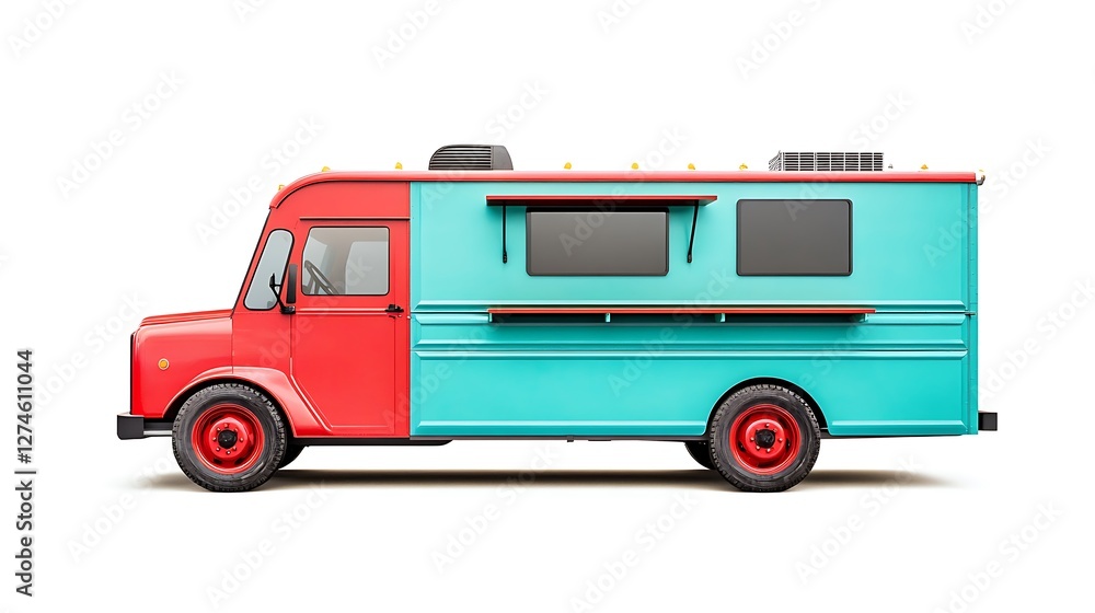 Vibrant teal red food truck design showcase Images Vibrant teal red food truck design showcase Images
