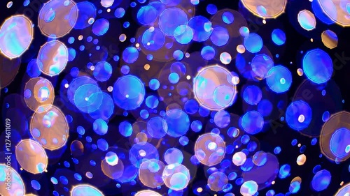 Blurred golden and blue lights creating a festive, abstract bokeh background, perfect for celebrations, holidays, or any design needing a touch of sparkle and magic