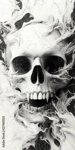 Fantasy Skull Design: Artistic Illustration with Gothic Influences for Halloween Themes photo