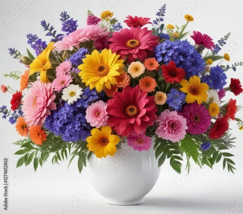 Wallpaper Mural Vibrant mixed flowers arrangement on white background,  set,  blooms Torontodigital.ca