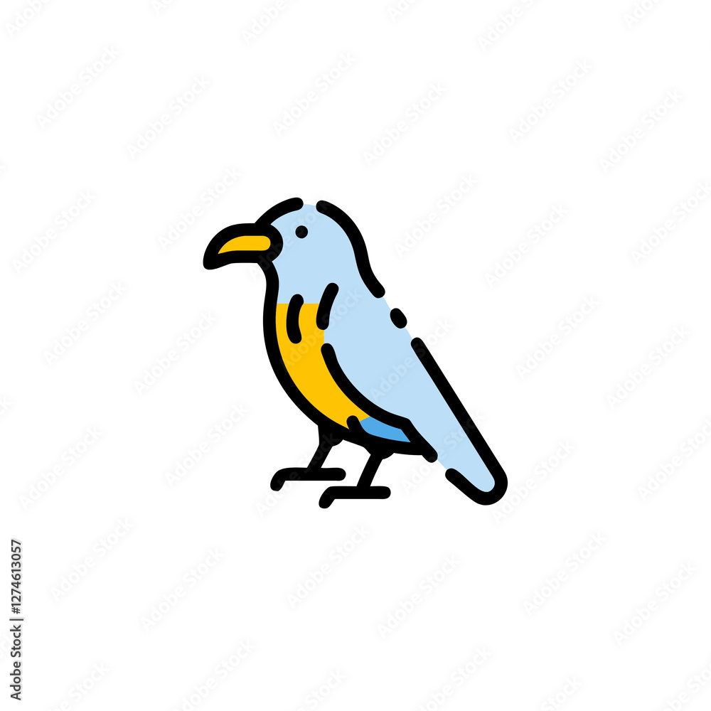 raven bird broken line  isolated on transparent background 
