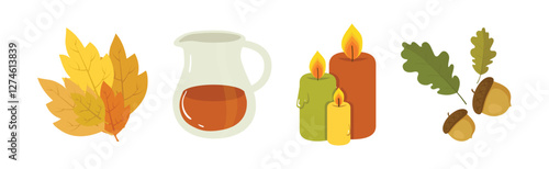 Happy Thanksgiving Holiday Object and Element Vector Set