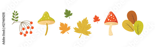 Autumn Forest and Woodland Object and Element Vector Set