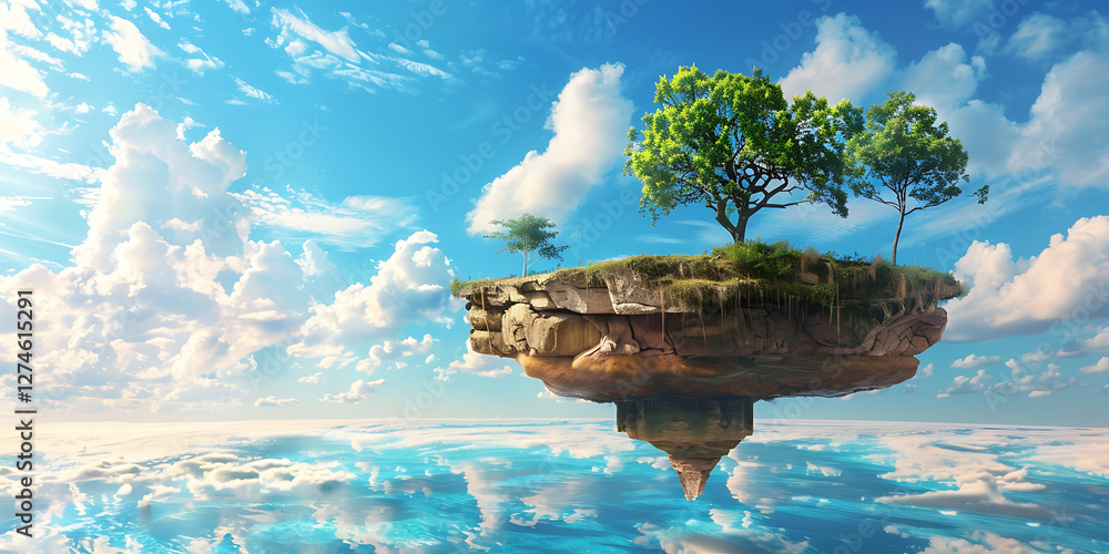 Dreamlike Landscape of a Floating Island in Still Waters
Dreamlike Landscape of a Floating Island in Still Waters