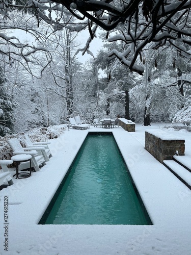 lap pool in winter landscape