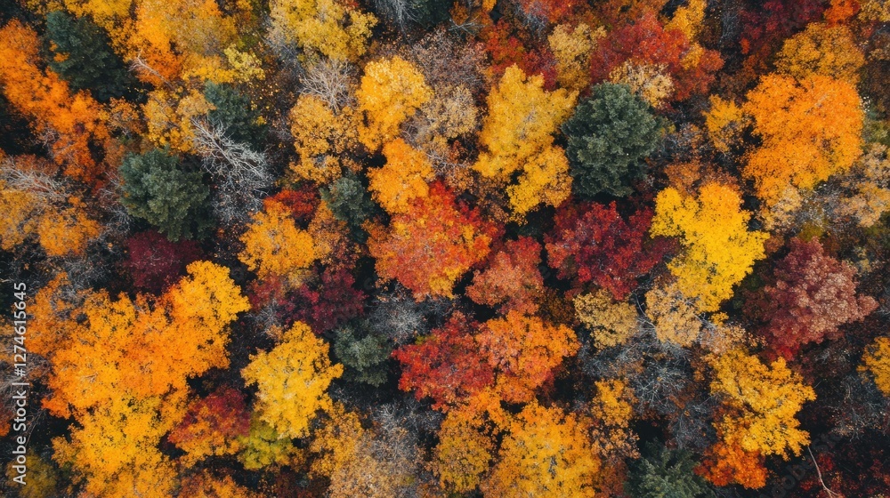Aerial View of Autumn Forest: A Tapestry of Fall Colors Aerial View of Autumn Forest: A Tapestry of Fall Colors