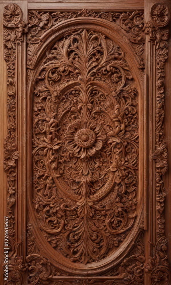 Wood panel with intricate carvings, warm tones, wooden texture background,  texture,  wood panel