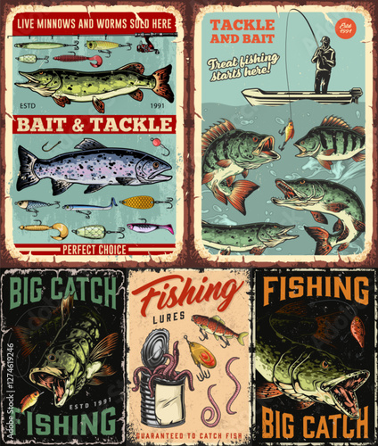 Vintage-style fishing ads stand out