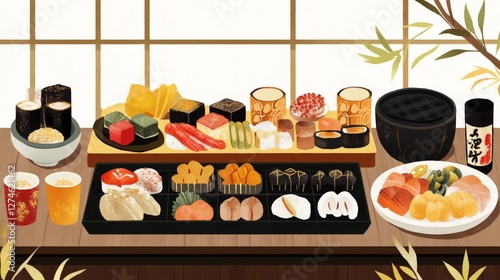 Intricate New Year Feast Display photo