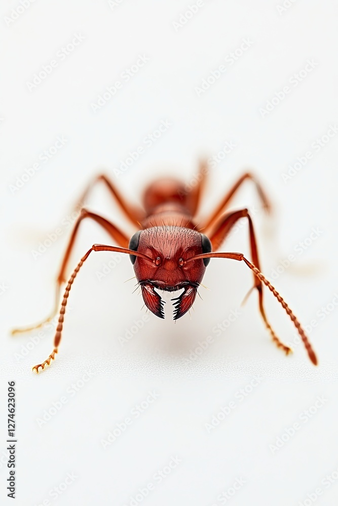 red ant on white background. close up red ant on white background. close up