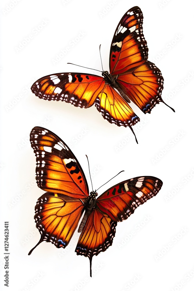 Naklejka premium Two beautiful butterflies isolated on white background.