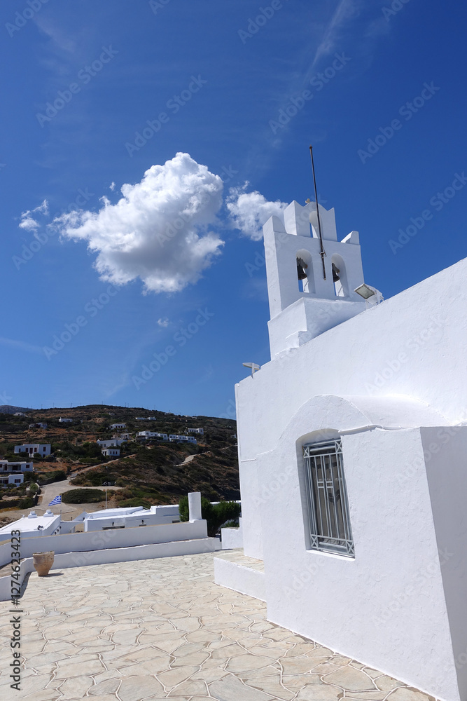 Beautiful church of Chrysopigi built in a small seaside peninsula, Sifnos island, Cyclades, Greece