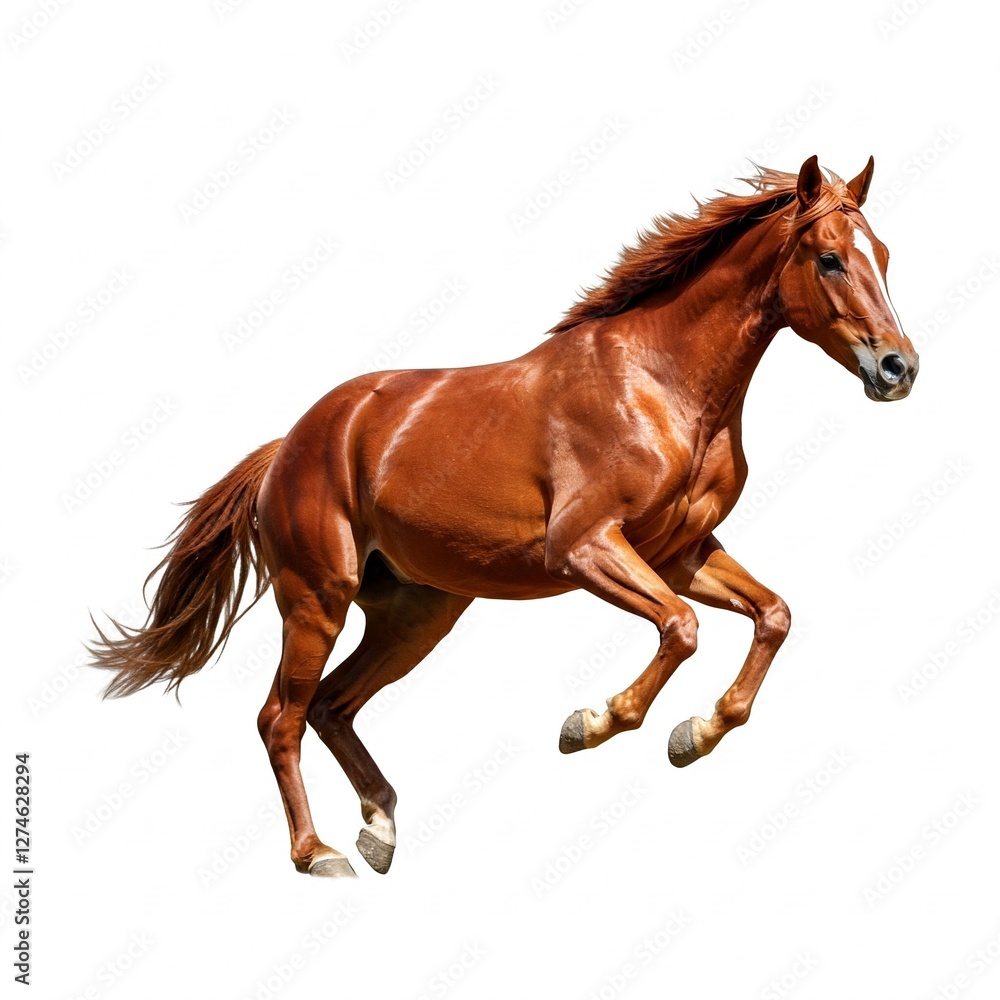 Running Horse: Freedom and Power, Isolated on White Running Horse: Freedom and Power, Isolated on White