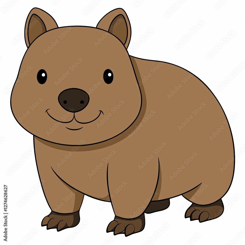 Fototapeta premium Wombat illustration smiling in a cartoon style