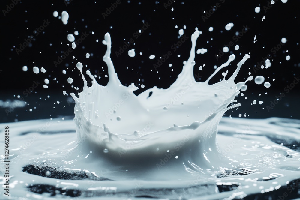 Dynamic splashes of white liquid create captivating graphic design layouts Dynamic splashes of white liquid create captivating graphic design layouts