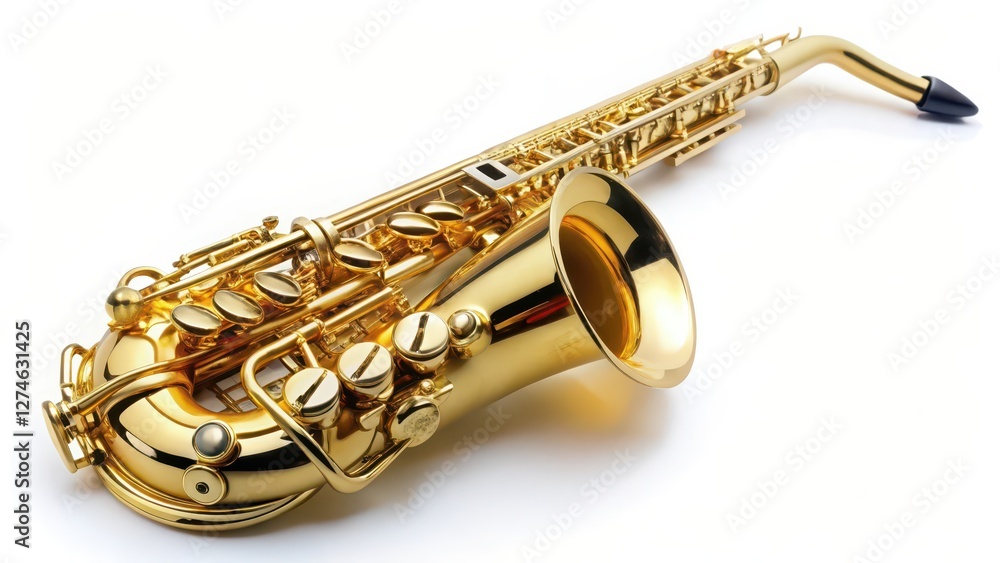 Fototapeta premium Gold Alto Saxophone on White Background