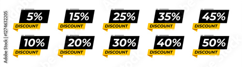 black friday up to 5 10 15 20 25 30 35 40 45 50 percent off, vector advertising banner or season discount collection, vector 10 eps.